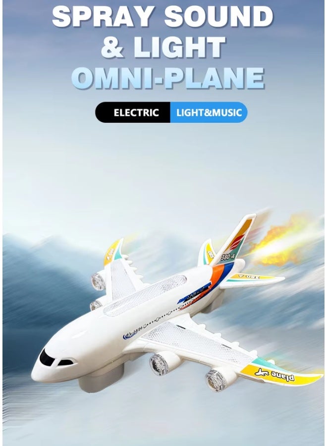 DAT Spray Plane Electric Toy Airplane with Mist Spray, Light & Music, Auto Obstacle-Avoiding Omni Wheels, Durable ABS Body, Kids 3+ - Image 2